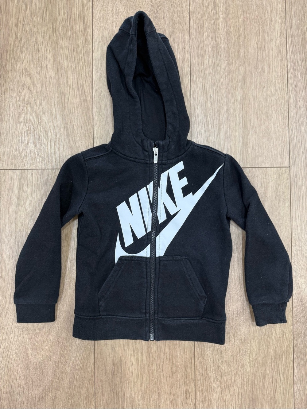Nike Kids Black Full Zip Fleece Hoodie Big Logo Size 3T